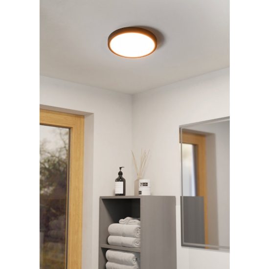 Eglo fueva 6 plafoniera led 14,2w cct 2700k 6500k 27,8cm ip44 moderna rotonda nera