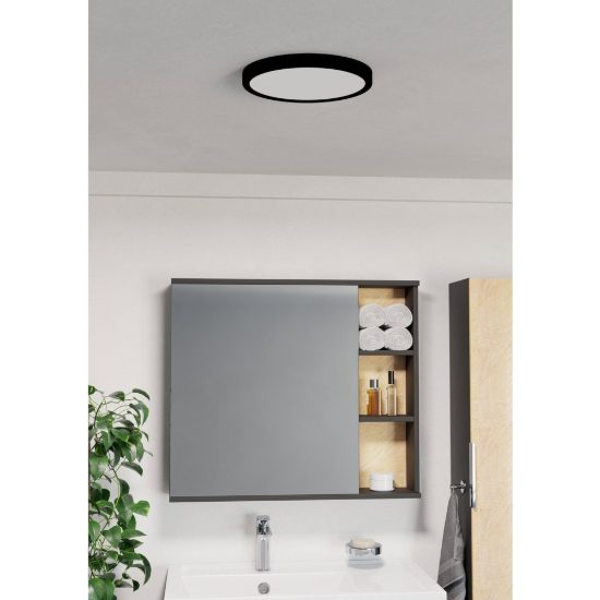Eglo fueva 6 plafoniera led 14,2w cct 2700k 6500k 27,8cm ip44 moderna rotonda nera