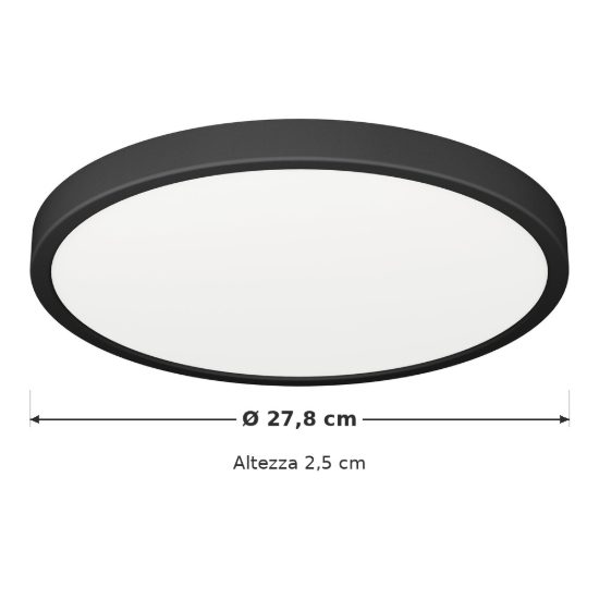 Eglo fueva 6 plafoniera led 14,2w cct 2700k 6500k 27,8cm ip44 moderna rotonda nera