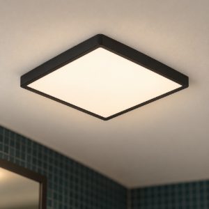 Eglo fueva 6 plafoniera led 7w cct 2700k 6500k 15cm ip44 moderna quadrata nera