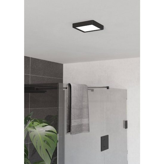 Eglo fueva 6 plafoniera led 7w cct 2700k 6500k 15cm ip44 moderna quadrata nera