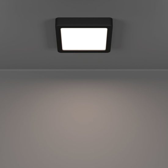 Eglo fueva 6 plafoniera led 7w cct 2700k 6500k 15cm ip44 moderna quadrata nera