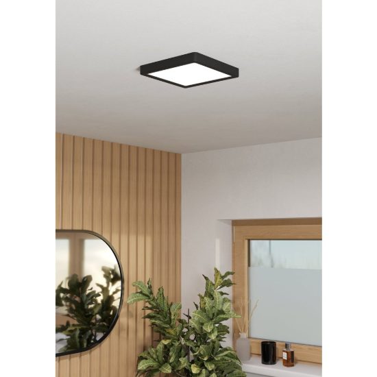 Eglo fueva 6 plafoniera led 10,5w cct 2700k 6500k 22cm ip44 moderna quadrata nera