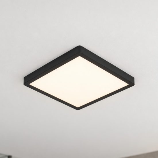Eglo fueva 6 plafoniera led 13w cct 2700k 6500k 29cm ip44 moderna quadrata nera