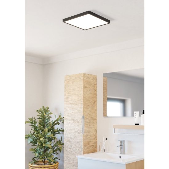 Eglo fueva 6 plafoniera led 13w cct 2700k 6500k 29cm ip44 moderna quadrata nera