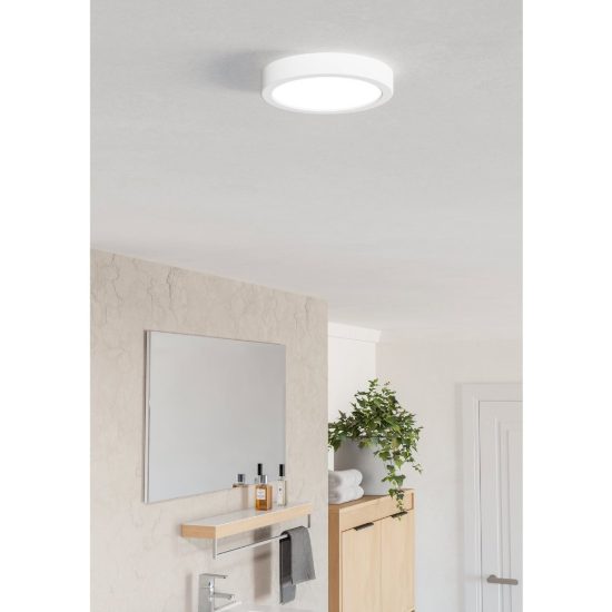 Eglo fueva 6 plafoniera led 7,5w cct 2700k 6500k 16,6cm ip44 per bagno moderna rotonda bianca