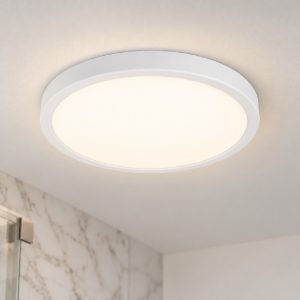 Eglo fueva 6 plafoniera led 14,2w cct 2700k 6500k 27,8cm ip44 per bagno moderna rotonda bianca