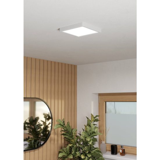 Eglo fueva 6 plafoniera led 10,5w cct 2700k 6500k 22cm ip44 per bagno moderna quadrata bianca