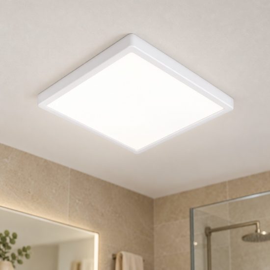 Eglo fueva 6 plafoniera led 13w cct 2700k 6500k 29cm ip44 per bagno moderna quadrata bianca
