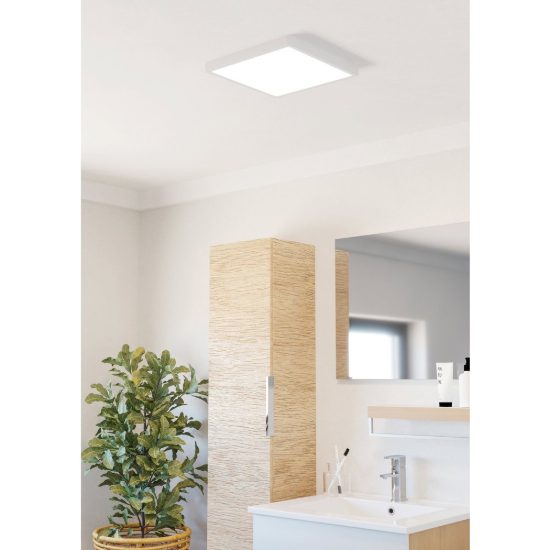 Eglo fueva 6 plafoniera led 13w cct 2700k 6500k 29cm ip44 per bagno moderna quadrata bianca
