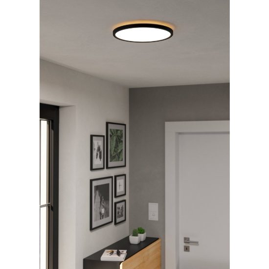 Eglo rovito plafoniera led 13,9w cct 2700k 6500k 30cm ip44 moderna nera