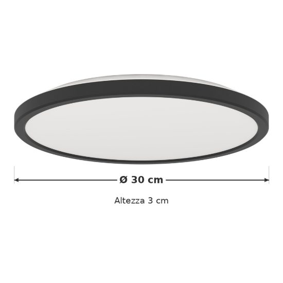 Eglo rovito plafoniera led 13,9w cct 2700k 6500k 30cm ip44 moderna nera
