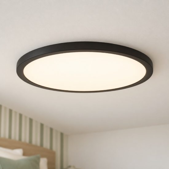 Eglo rovito plafoniera led 18,5w cct 2700k 6500k 38,9cm ip44 moderna nera