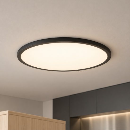 Eglo rovito plafoniera led 16,8w cct 2700k 6500k 50cm ip44 moderna nera