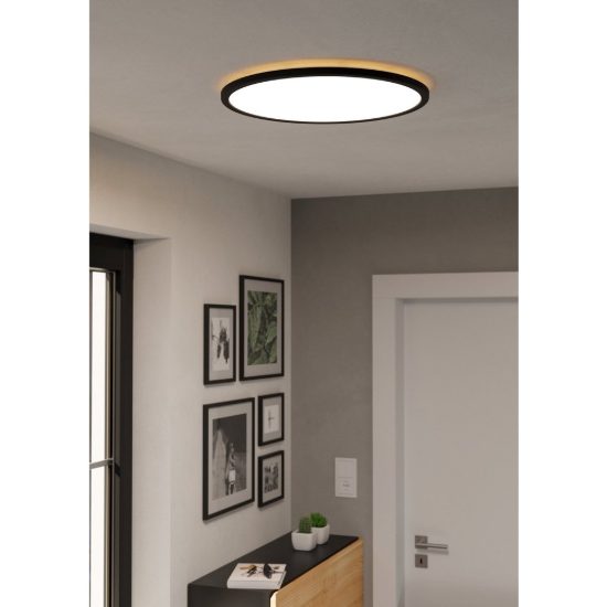 Eglo rovito plafoniera led 16,8w cct 2700k 6500k 50cm ip44 moderna nera
