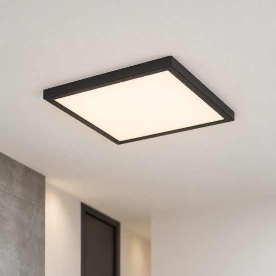 Eglo rovito plafoniera led 13,4w cct 2700k 6500k 29cm ip44 moderna nera