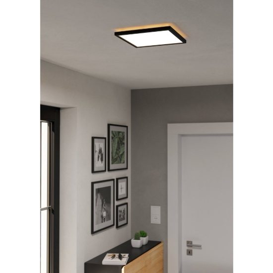 Eglo rovito plafoniera led 13,4w cct 2700k 6500k 29cm ip44 moderna nera