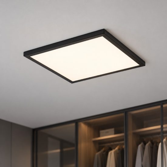 Eglo rovito plafoniera led 17,6w cct 2700k 6500k 39cm ip44 moderna nera