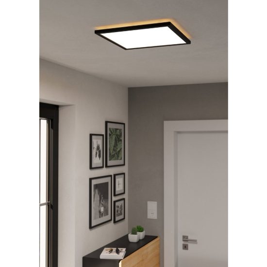Eglo rovito plafoniera led 17,6w cct 2700k 6500k 39cm ip44 moderna nera