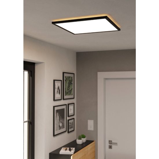 Eglo rovito plafoniera led 17w cct 2700k 6500k 50cm ip44 moderna nera