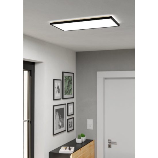 Eglo rovito plafoniera led 17,2w cct 2700k 6500k 57x30cm ip44 moderna nera