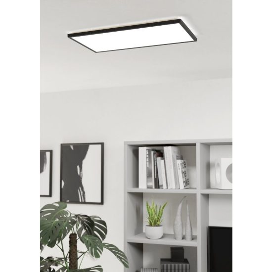 Eglo rovito plafoniera led 17,2w cct 2700k 6500k 57x30cm ip44 moderna nera