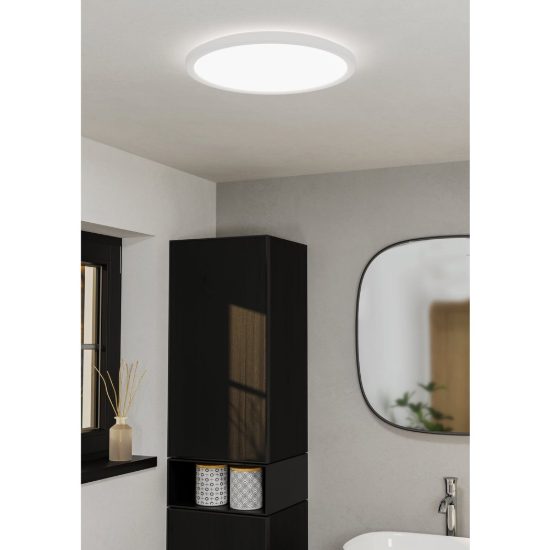 Eglo rovito plafoniera led 18,5w cct 2700k 6500k 38,9cm ip44 per bagno moderna bianca