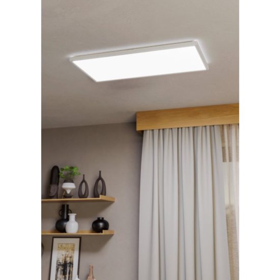 Eglo rovito plafoniera led 17,2w cct 2700k 6500k 57x30cm ip44 per bagno moderna bianca