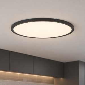 Eglo rovito r plafoniera led 16,8w cct 2700k 6500k 50cm ip44 con telecomando moderna nera