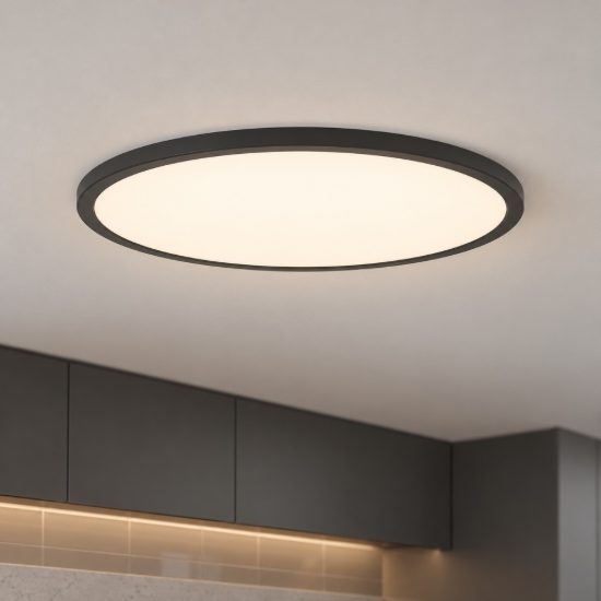 Eglo rovito r plafoniera led 16,8w cct 2700k 6500k 50cm ip44 con telecomando moderna nera