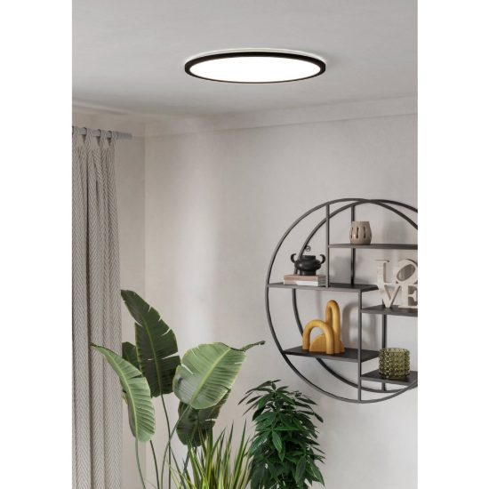 Eglo rovito r plafoniera led 16,8w cct 2700k 6500k 50cm ip44 con telecomando moderna nera