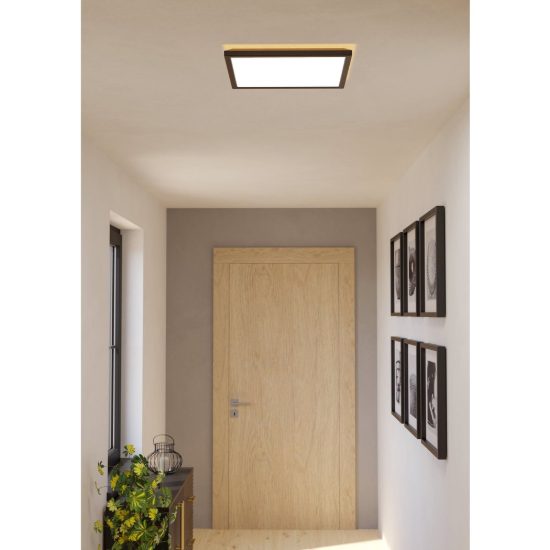 Eglo rovito r plafoniera led 17,6w cct 2700k 6500k 39cm ip44 con telecomando moderna nera