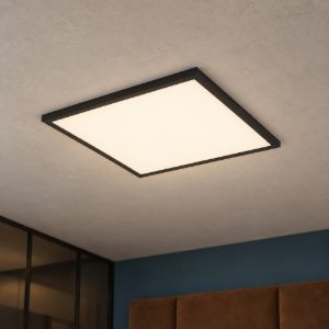 Eglo rovito r plafoniera led 17w cct 2700k 6500k 50cm ip44 con telecomando moderna nera