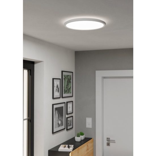 Eglo rovito r plafoniera led 18,5w cct 2700k 6500k 38,9cm ip44 con telecomando per bagno moderna bianca