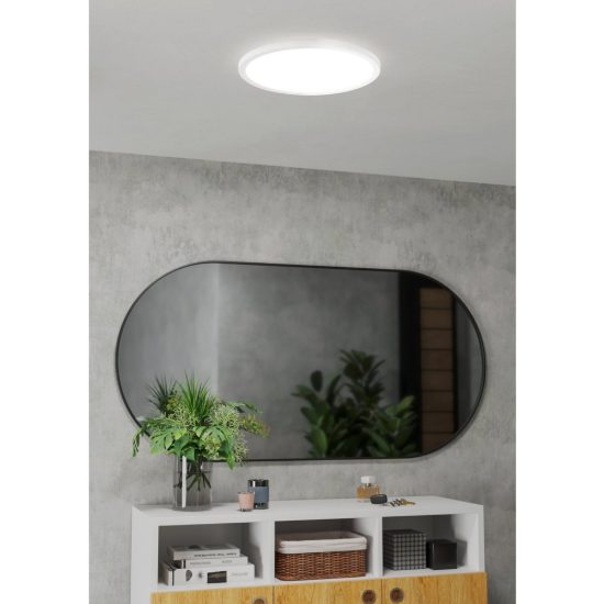 Eglo rovito r plafoniera led 18,5w cct 2700k 6500k 38,9cm ip44 con telecomando per bagno moderna bianca