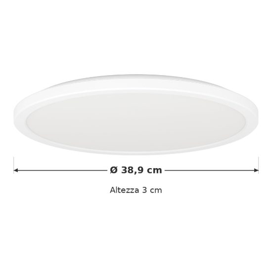 Eglo rovito r plafoniera led 18,5w cct 2700k 6500k 38,9cm ip44 con telecomando per bagno moderna bianca