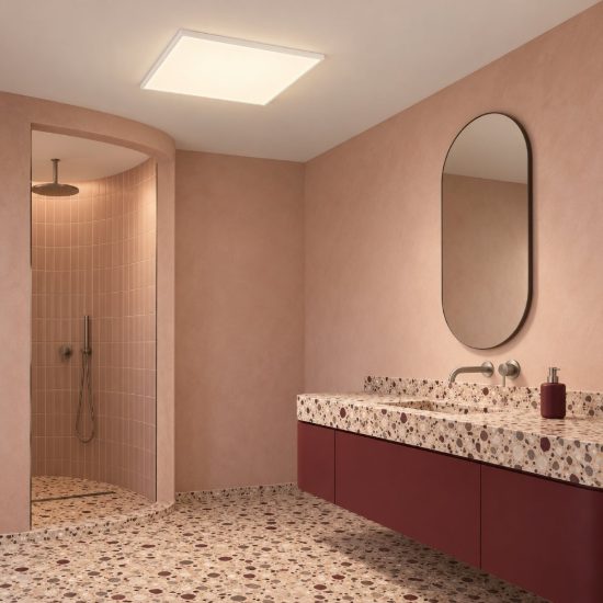 Eglo rovito r plafoniera led 17w cct 2700k 6500k 50cm ip44 con telecomando per bagno moderna bianca