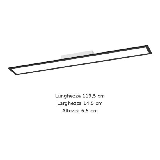 Eglo moradillo plafoniera led 28w cct 2700k 6500k 119,5cm per cucina moderna nera