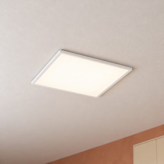 Eglo moradillo plafoniera led 32,5w cct 2700k 6500k 59,5cm per soggiorno moderna bianca