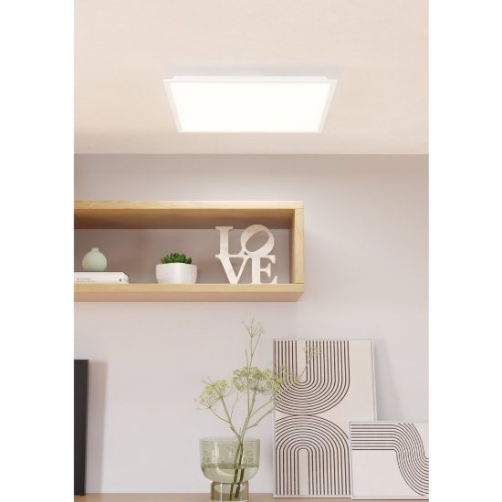 Eglo moradillo plafoniera led 32,5w cct 2700k 6500k 59,5cm per soggiorno moderna bianca