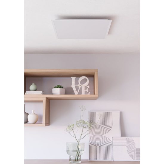 Eglo moradillo plafoniera led 32,5w cct 2700k 6500k 59,5cm per soggiorno moderna bianca