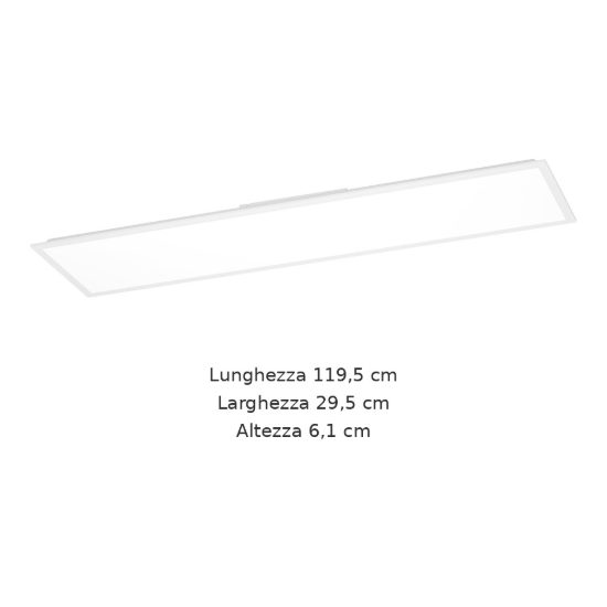 Eglo moradillo plafoniera led 33w cct 2700k 6500k 119,5cm per cucina moderna bianca
