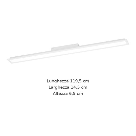 Eglo moradillo plafoniera led 28w cct 2700k 6500k 119,5cm per cucina moderna bianca