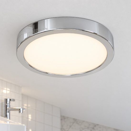 Eglo fueva 6 plafoniera led 11,5w cct 2700k 6500k 21,1cm ip44 per bagno moderna rotonda cromo