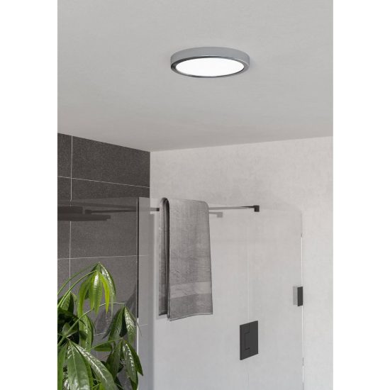 Eglo fueva 6 plafoniera led 11,5w cct 2700k 6500k 21,1cm ip44 per bagno moderna rotonda cromo