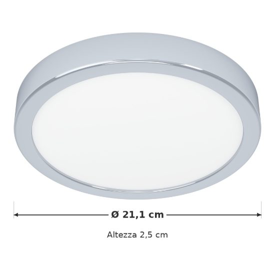 Eglo fueva 6 plafoniera led 11,5w cct 2700k 6500k 21,1cm ip44 per bagno moderna rotonda cromo