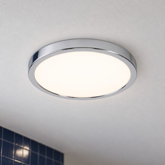 Eglo fueva 6 plafoniera led 14,2w cct 2700k 6500k 27,8cm ip44 per bagno moderna rotonda cromo