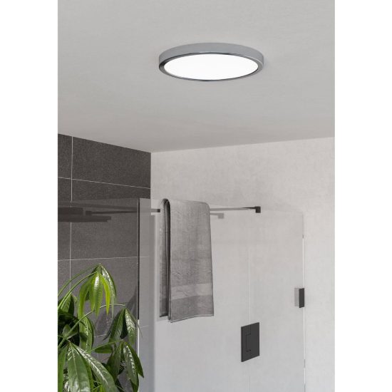 Eglo fueva 6 plafoniera led 14,2w cct 2700k 6500k 27,8cm ip44 per bagno moderna rotonda cromo