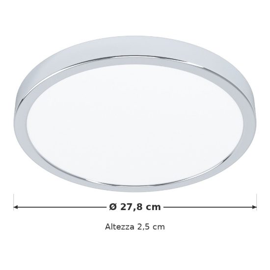 Eglo fueva 6 plafoniera led 14,2w cct 2700k 6500k 27,8cm ip44 per bagno moderna rotonda cromo
