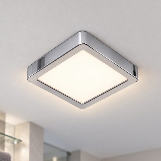 Eglo fueva 6 plafoniera led 7w cct 2700k 6500k 15cm ip44 per bagno moderna quadrata cromo